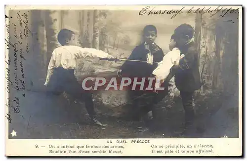 Cartes postales Escrime Enfants un duel precoce