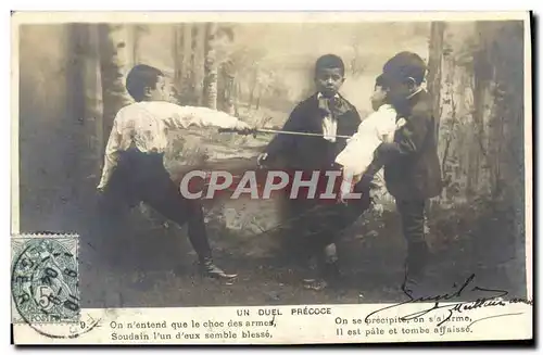 Cartes postales Escrime Enfants Un duel precoce