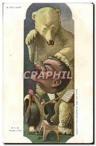 Cartes postales Politique Satirique Delcasse Concer des puissance Ours Coq