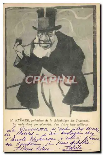 Cartes postales Politique Satirique M Kruger president de la Republique du Transvaal