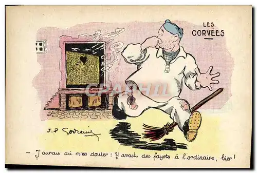 Cartes postales Militaria Les corvees