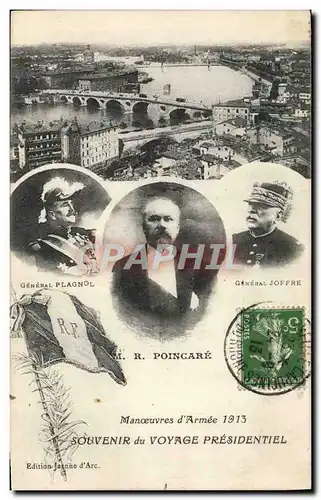 Cartes postales Manoeuvres du voyage Presidentile 1913 General Plagnol General Joffre Poincare Manoeuvres d&#39a