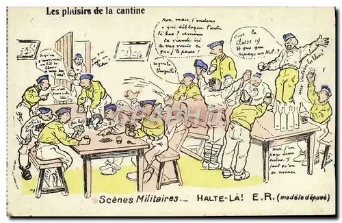 Cartes postales Fantaisie Militaria Les plaisirs de la cantine