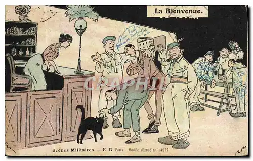 Cartes postales Militaria La bienvenue Chat