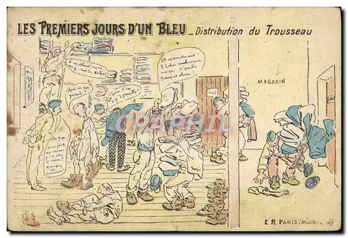 Cartes postales Militaria Les premiers jours d&#39un bleu Distribution du trousseau