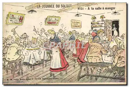 Cartes postales Militaria Midi A la salle a manger