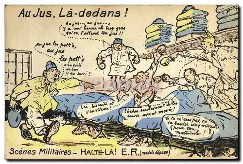 Cartes postales Militaria Halte la Au jus la dedans