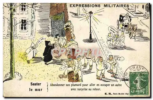 Cartes postales Militaria Sauter le mur