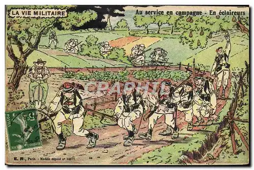 Cartes postales Militaria Au service en campagne En eclaireurs