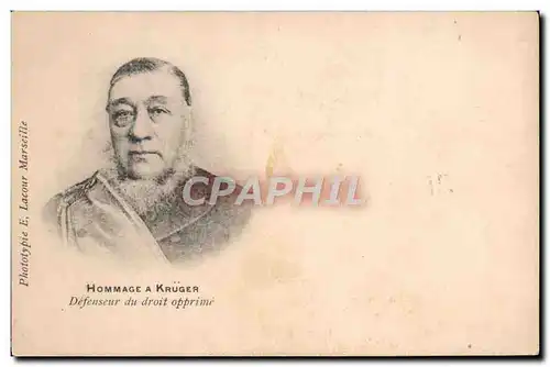 Cartes postales Hommage a Kruger Defenseur du droit opprime