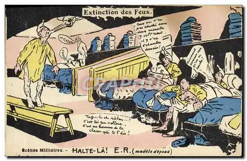 Cartes postales Fantaisie Militaria Extinction des feux