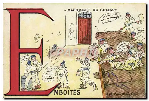 Cartes postales Fantaisie Militaria L&#39alphabet du soldat Emboites