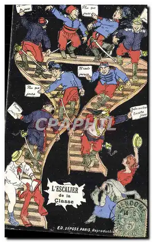 Cartes postales Fantaisie Militaria L&#39escalier de la classe