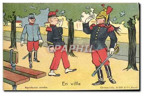 Cartes postales Fantaisie Militaria En ville