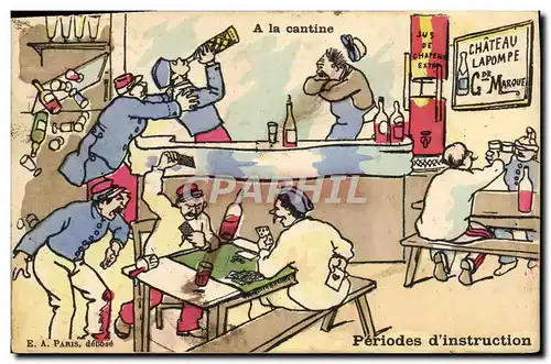 Cartes postales Fantaisie Militaria A la cantine