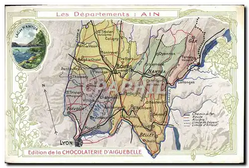 Cartes postales Cartes geographiques Chocolaterie d&#39Aiguebelle Ain Lac de Natua