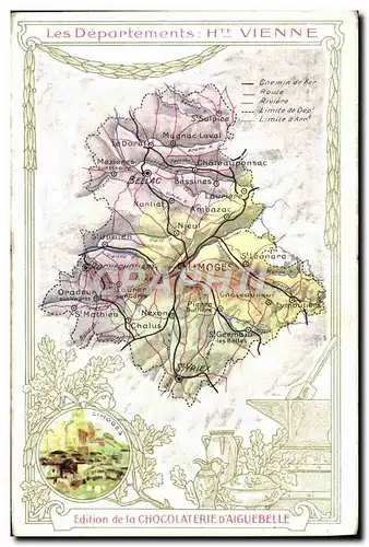 Cartes postales Cartes geographiques Chocolaterie d&#39Aiguebelle Haute Vienne Limoges