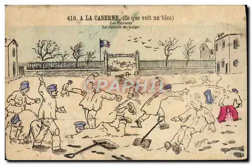 Cartes postales Militaria A la caserne la corvee de neige