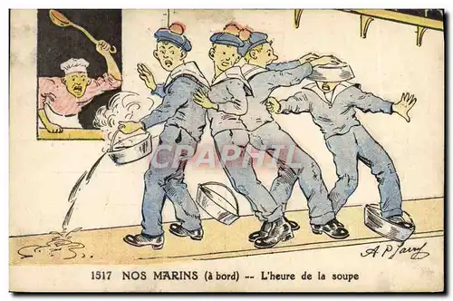 Cartes postales Militaria Nos marins A bord l&#39heure de la soupe