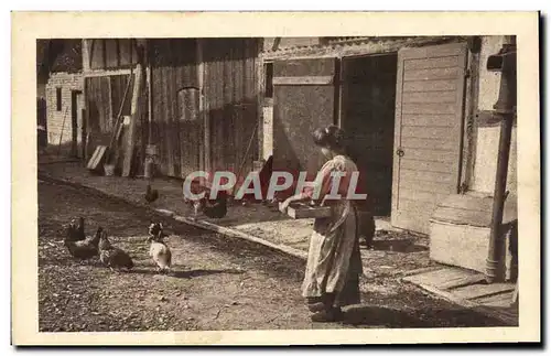 Cartes postales Folklore Femme et ses poules