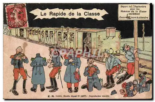 Cartes postales Fantaisie Militaria Train Le rapide de la calsse