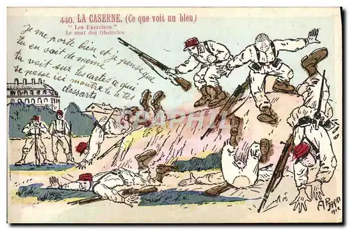 Cartes postales Fantaisie Militaria La caserne Ce que voit un bleu