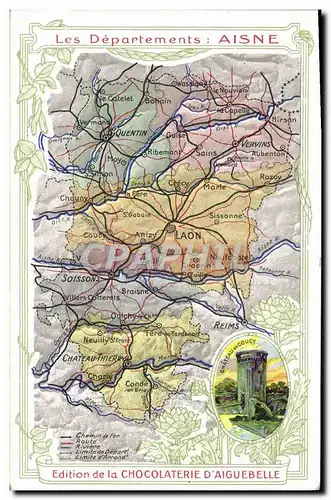 Cartes postales Carte geographique Chocolaterie d&#39Aiguebelle Aisne