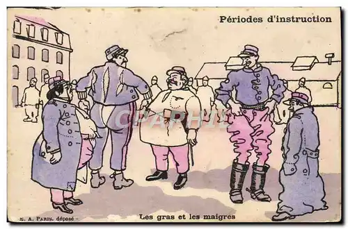 Cartes postales Fantaisie Militaria Periodes d&#39instruction Les gras et les maigres