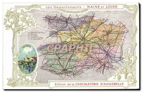 Cartes postales Carte geographique Chocolaterie d&#39Aiguebelle Maine et Loire