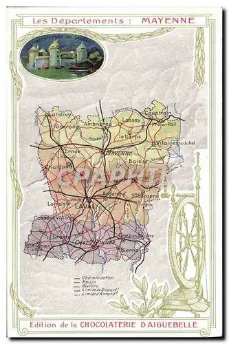 Cartes postales Carte geographique Chocolaterie d&#39Aiguebelle Mayenne
