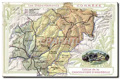 Cartes postales Carte geographique Chocolaterie d&#39Aiguebelle Correze