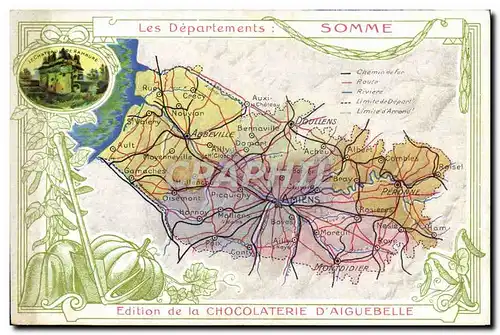 Cartes postales Carte geographique Chocolaterie d&#39Aiguebelle Somme