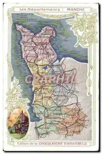 Cartes postales Carte Geographique Chocolaterie d&#39Aiguebelle Departement Manche