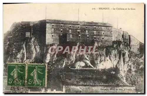 Cartes postales Belfort Le Chateau Et Le Lion