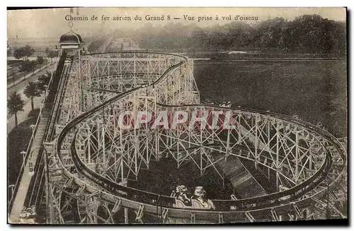 Cartes postales Fete Foraine Chemin de fer aerien du grand 8 Vue prise a vol d&#39oiseau