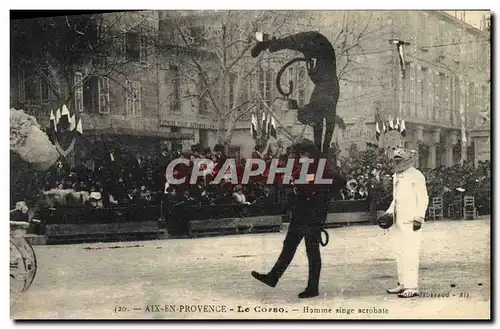 Cartes postales Fete Foraine Aix en Provence Le Corso Homme singe acrobate