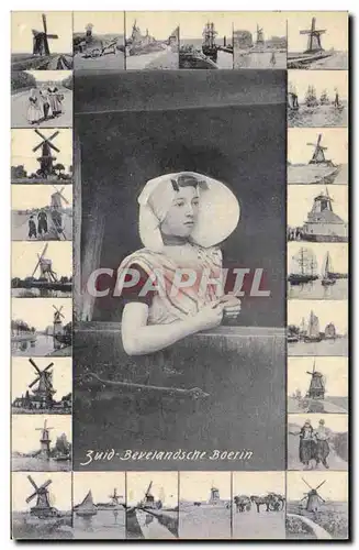 Cartes postales Moulin a vent Zuid Bevelandsche Boerin Folklore