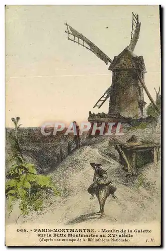 Cartes postales Moulin a vent Paris Montmartre Moulin de la Galette sur la Butte Montmartre