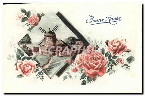 Cartes postales Moulin a vent Fleurs