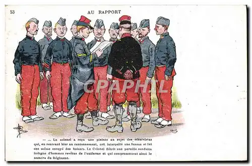 Cartes postales Militaria Au rapport