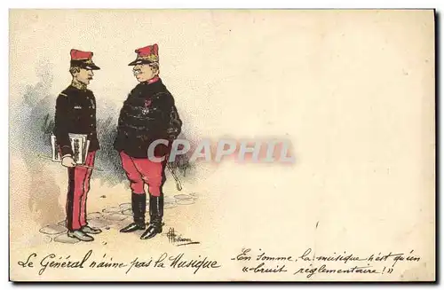 Cartes postales Militaria Le general n&#39aime pas la musique