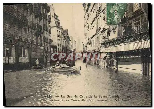 Cartes postales Banque Paris La Grande Crue de la Seine Janvier 1910 Quartier de la Place Maubert inonde