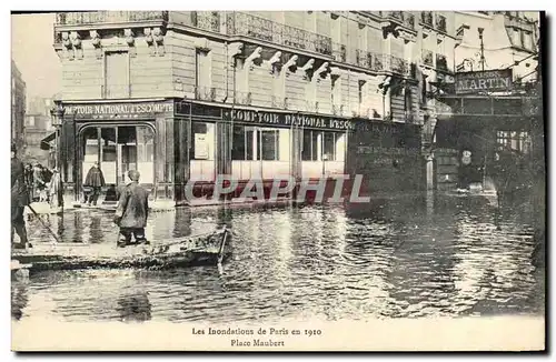 Cartes postales Banque Les Inondations de Paris en 1910 Place Maubert Comptoir d&#39Escompte