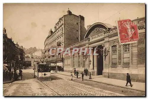 Cartes postales Banque Le Havre La Banque de France et la rue Thiers Tramway