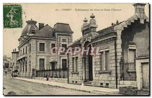 Cartes postales Banque Ambert Etablissement des Bains et Caisse d&#39Epargne