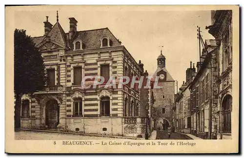 Cartes postales Banque Caisse d&#39Epargne et la tour de l&#39horloge Beaugency