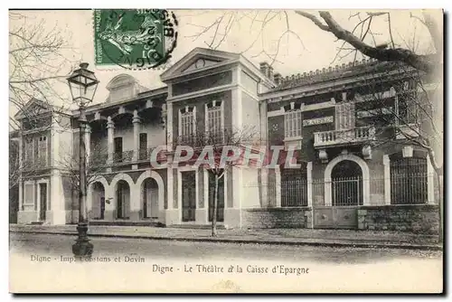 Cartes postales Banque Digne Le theatre et la Caisse d&#39Epargne