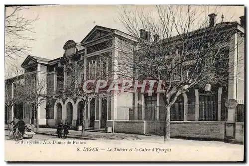 Cartes postales Banque Digne Le theatre et la Caisse d&#39Epargne