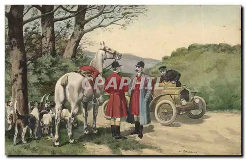 Cartes postales Chiens Chien Chasse a courre Automobile