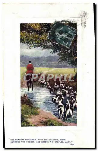 Cartes postales Chiens Chien Chasse a courre Cavalier Cheval